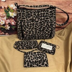 NWT Worthington Leopard Print Purse Set Wallet Cosmetic Pouch Keychain
